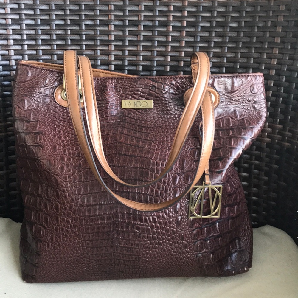 Via Neroli Croc Embossed Bag